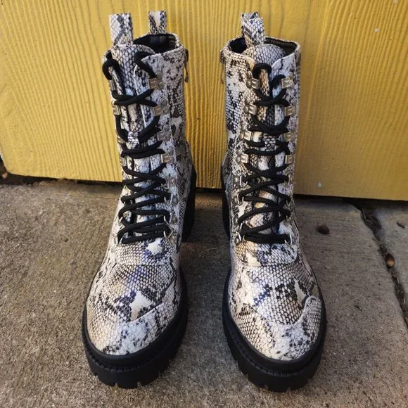 Fashion Nova Snake Print Combat Boots Women Size 11 - Picture 7 of 7